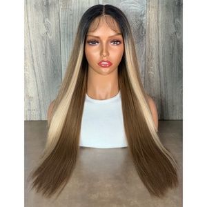 Ombre Brown Blonde Highlights Lace Front Wig 13x6
